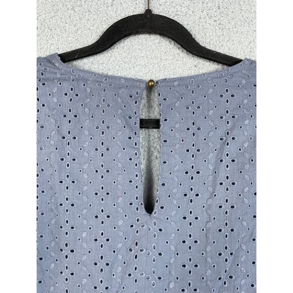 Knox Rose Womens Size M Babydoll Dress V Neck Eyelet Blue - Picture 6 of 11
